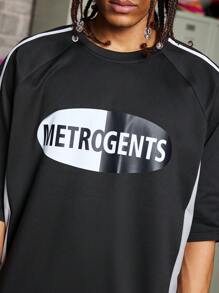 Manfinity Sport Corelite Boyfriend Style Men Contrasting Print Round Neck Short Sleeve Sports T-Shirt School