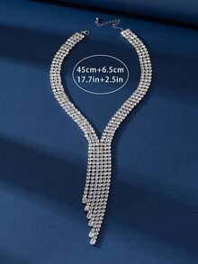 1PC Thời Trang Sang Trọng Đá Nhân Giả Đá Quý Hình Chữ Y Cho Tiệc Cưới - Bạc - Xem 4