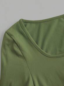 SHEIN EZwear 3 件套女士短款上衣和长袖休闲修身 T 恤，适合夏季和秋季 - 彩色 - 查看 3