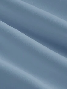 SHEIN MOD 喇叭袖荷叶边下摆泡泡袖白色收腰衬衫 - 藍色 - 查看 4