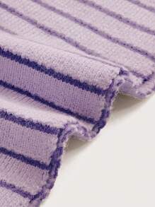 Flirla Plus Size Casual Stripe Halter Knit Blouse, Summer - Purple - View 3