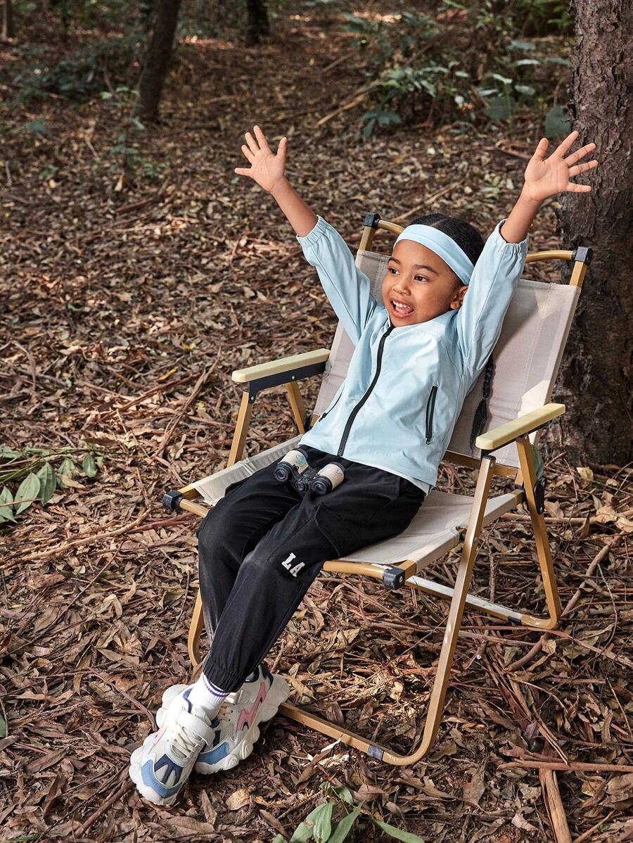 SHEIN Toddler Girls' Outdoor Adventure Windproof Waterproof Abrasion Resistant Hard Shell Jacket, Light Blue, Fall/Winter - Blue - View 1