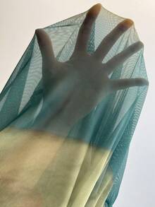 SHEIN PETITE Váy lưới voan mềm mại co giãn in họa tiết quanh năm cho bãi biển dự tiệc và ngày lễ - màu xanh lá - Xem 7