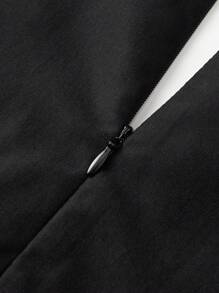 女士纯色简约灯笼袖短款休闲连衣裙