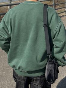 DAZY Sudadera con cuello redondo bordada con letras para hombre, otoño - Azul y blanco - Ver 2