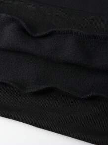 Manfinity Roghcode Men's Loose Fit, Minimalist Print, Long Sleeve Crew Neck Sweatshirt - Black - View 5