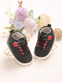 1 双婴儿软底运动鞋，适合 0-1 岁婴儿，春秋季 - 黑色 - 查看 2