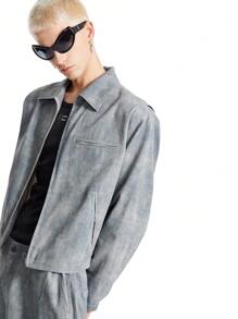 NEON BLANC Jaket Bomber Detroit Pria Model Street dengan Efek Denim Tenun Longgar Pendek dan Resleting, Cocok untuk Musim Gugur, Musim Dingin, Musim Semi, dan Aktivitas Luar Ruangan - MultiWarna - View 3