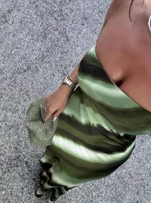 INAWLY 女士简约印花抹胸迷你连衣裙