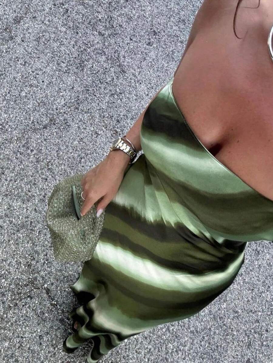 INAWLY 女士简约印花抹胸迷你连衣裙