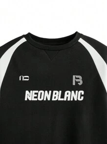 Manfinity VCAY 男士街头风格针织拼布套头衫，适合秋冬季 - 黑色 - 查看 11