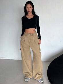 DAZY Women's Loose Straight Leg Jeans With Big Pockets