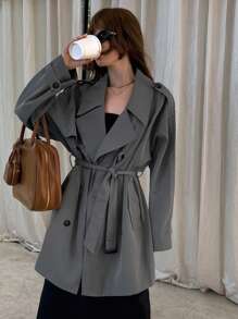 DAZY Women's Casual Business Mid-Length Loose Trench Coat,Fall Clothes Women Jacket