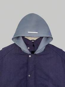 Manfinity VCAY Men Street-Style Hooded Bomber Padded Coat With Fluffy Collar, Suitable For Autumn/Winter - Dusty Purple - View 11