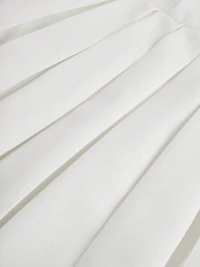 Slaydiva Autumn New Casual And Elegant Young Lapel Suit-Style Pleated Skirt Long Sleeve Buttoned Mini Skirt White Women's Plus Mini Dress,Graduation Dress