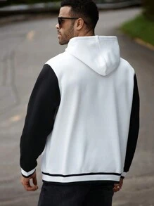 Manfinity Homme Áo nỉ trùm đầu in chữ màu tương phản thời trang thu đông cỡ lớn cho nam - Nhiều màu - Xem 2