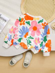 LMoss Kids 女婴碎花针织宽松圆领运动衫 - 彩色 - 查看 2