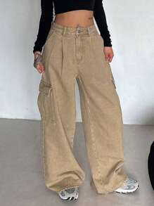 DAZY Women's Loose Straight Leg Jeans With Big Pockets