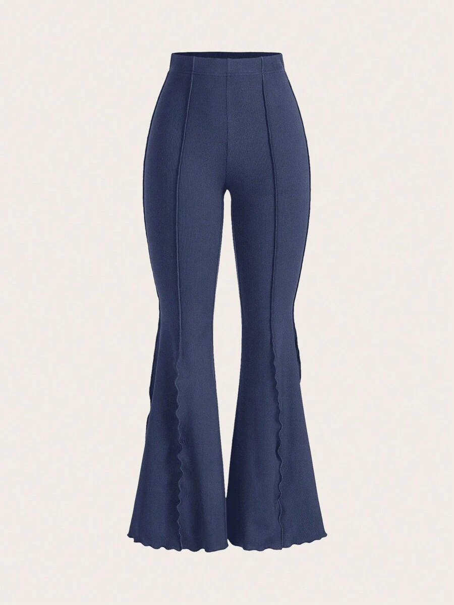 SHEIN MOD 女式柔软褶边弹力喇叭裤