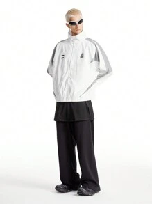 Manfinity VCAY Áo nỉ in chữ tương phản dạng lưới dáng rộng cho nam phong cách đường phố, phù hợp cho mùa thu/đông - Nhiều màu - Xem 2