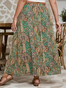 Breezaya Große Größen A-Linien Rock mit Allover-Muster, Lässig bekleidung und Resort-Wear