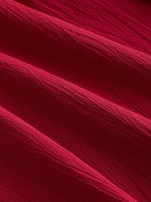 SHEIN MOD Robe rouge avec de multiples fronces et un nœud au milieu, festival, coquette, mariage - Rouge - Voir 3