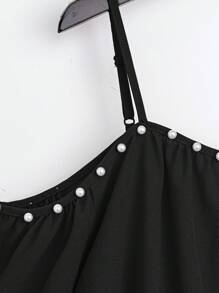 SHEIN Clasi Conjunto de 2 piezas de blusa de manga corta con hombros abiertos y pantalones de pierna ancha con estampado floral para mujeres de talla grande de verano