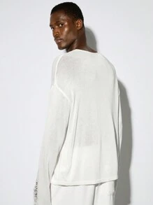 Manfinity ModaGents 1 pièce Pulls hommes style vintage oversized casual amusant, col en V, manches longues, vêtements d'automne, vêtements d'Halloween, style Y2K
