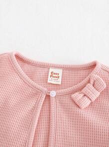 Cozy Pixies Áo len cardigan cổ tròn tay dài mềm mại đa năng cho bé gái - Hồng - Xem 3