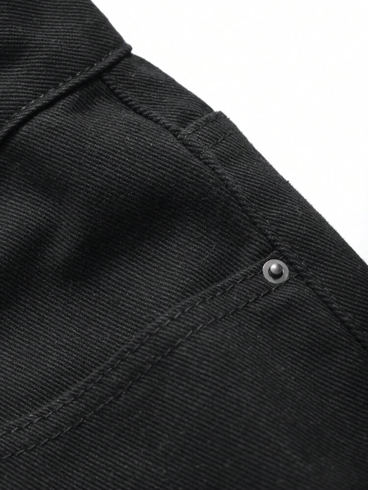 Men's Solid Color Casual Baggy Pants, Fall