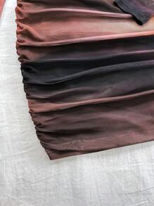 Soleia Tie-Dye Long Sleeve Slim Fit Casual Dress For Women, Autumn/Winter,Vacation Outfits Women - Multicolor - View 4