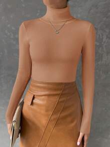 EURMUSE Turtleneck Ribbed Knit Sweater - Coffee Brown - View 6