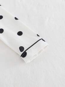 Cozy Pixies 2 件装女婴波尔卡圆点印花翻领开衫和长裤睡衣套装