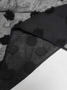SHEIN VCAY 大碼圓點蝙蝠袖腰帶罩衫不附比基尼 - 黑色 - 查看 6