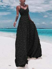 Women's Solid Color Simple Casual Sleeveless Dress - Black - View 6