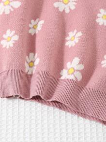 Cozy Pixies 2 piezas Conjunto de ropa para bebé niña con suéter de cuello redondo de manga larga con diseño floral y color contrastante