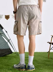 In My Nature Men's Drawstring Waist Zipper Pocket Loose Fit Shorts School - Grey - View 7