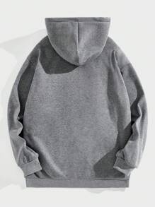 Manfinity Hypemode 男士纯色简约休闲连帽运动衫 - 灰色 - 查看 2