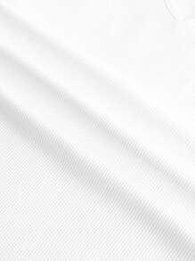 Slaydiva Simple Basic Casual Sports Daily Fitted Solid White Notch Neck Ruched Waist Rib Knit Fabric Plus Size Women Camisole, Spring Summer - White - View 4