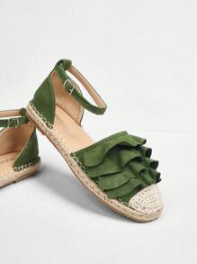 Styleloop 女士时尚编织白色厚底厚底凉鞋圣诞节 - 綠色 - 查看 4