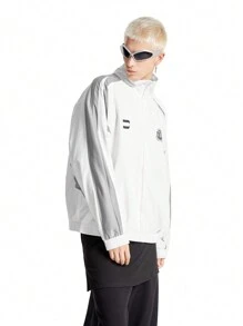 Manfinity VCAY Áo nỉ in chữ tương phản dạng lưới dáng rộng cho nam phong cách đường phố, phù hợp cho mùa thu/đông - Nhiều màu - Xem 3