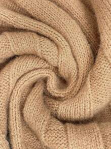 SHEIN Unity Plus Size Women's Solid Color Long Sleeve Casual Sweater And Knit Pants Set For Fall And Winter - Khaki - View 6