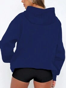 INAWLY Women's Letter Graphic Hooded Long Sleeve Sweatshirt,Long Sleeve Tops Pullover Fall - Royal Blue - View 2