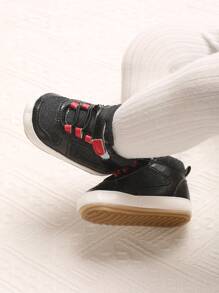 1 双婴儿软底运动鞋，适合 0-1 岁婴儿，春秋季 - 黑色 - 查看 4