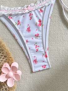 SHEIN Swim Bộ Bikini Đi Biển Mùa Hè Nữ Màu Tương Phản Ren Dây Thắt Dây Bộ Bikini Gợi Cảm - Nhiều màu - Xem 5