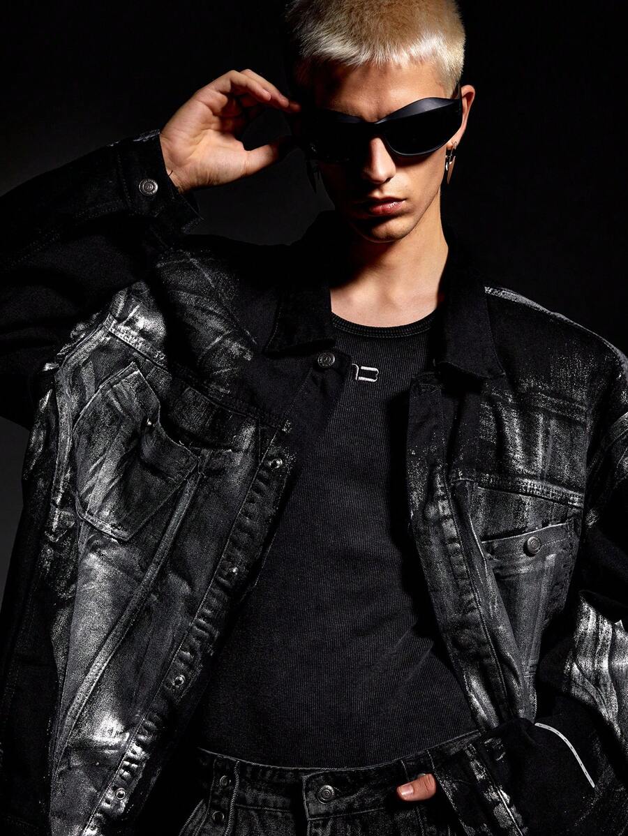 NEON BLANC Men's Casual Loose Fit Washed Denim Jacket, Suitable For Autumn