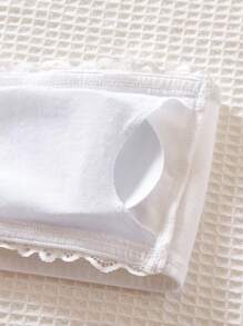 SHEIN 2pcs/Set Teen Girl Lace Trim Ruched Padded Comfortable Breathable Seamless Tube Top - Black and White - View 4