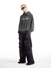 NEON BLANC 男士针织宽松休闲连帽毛衣，适合秋冬季 - 黑色 - 查看 1