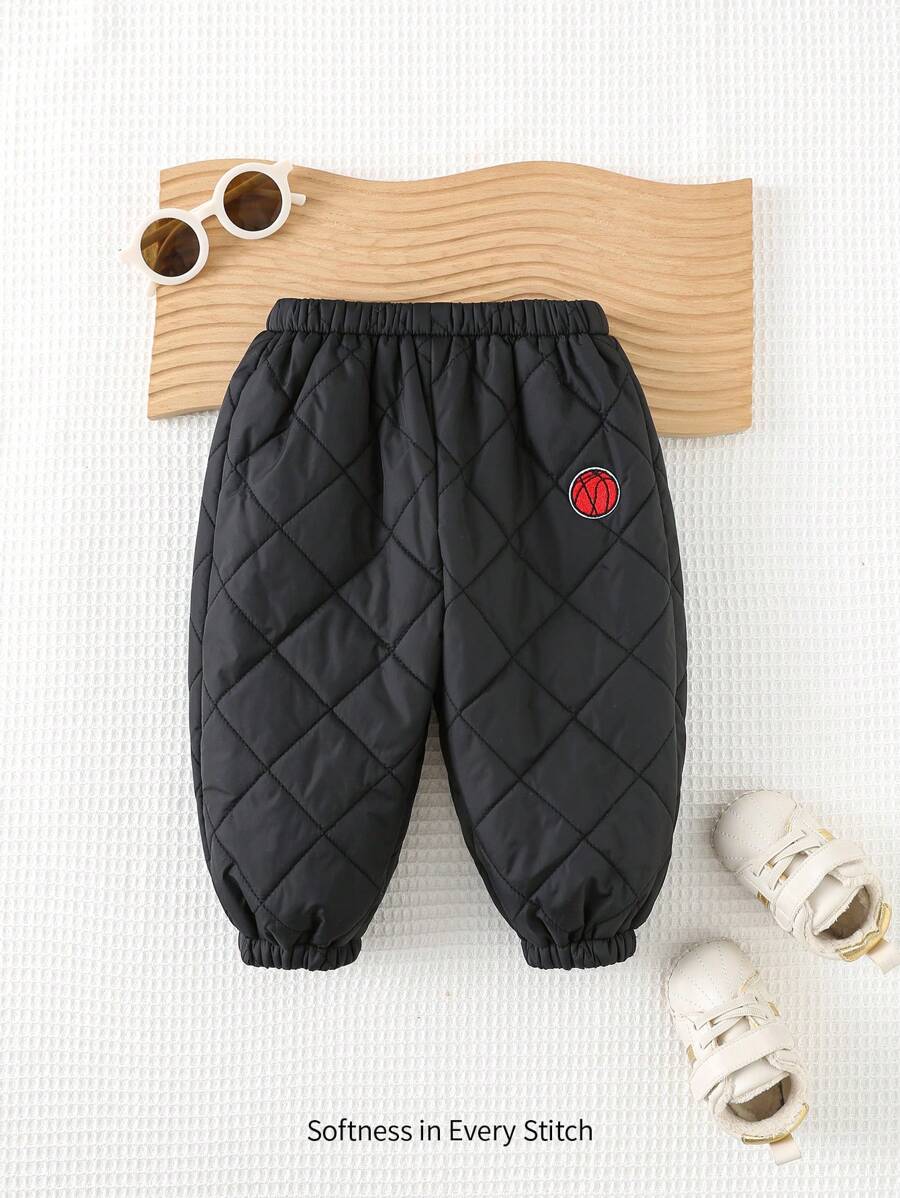 Cozy Pixies 男婴休闲弹性腰部圆形图案踝长裤 - 黑色 - 查看 1