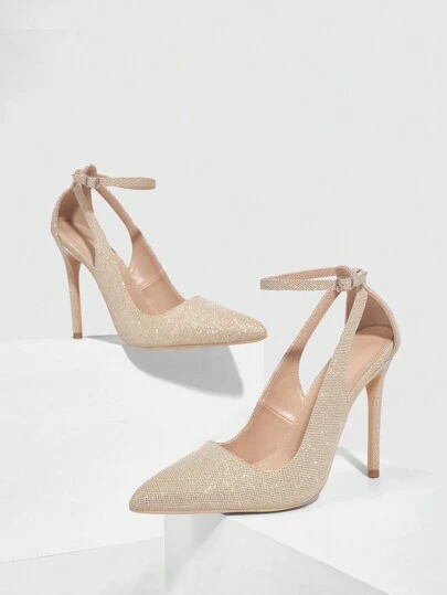 CUCCOO CHICEST 11.5cm Sexy High Heels Pointed Toe Women Stilettos Casual Fashion Slip-On Sandals, Light Gold Color Spring Shoes Spring Break Easter Prom Heels For Christmas